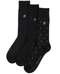 Perry Ellis Portfolio Men's Neats Patterned Crew Dress Socks, 3-Pack