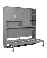 Streamdale Furniture Twin Size Wall Murphy Bed with Cabinet, Shelves, Light & Usb