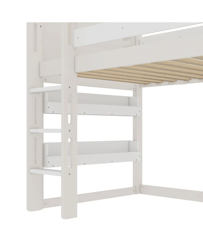 Streamdale Furniture Twin Size Loft Bed with Bookshelf and Slide - Kids House-Shaped Design