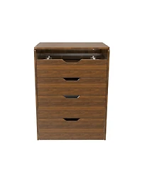Streamdale Furniture Streamdale 3-in-1 Vanity Desk with Lighted Mirror & Stool, Flip Top Makeup Dressing Table (Walnut