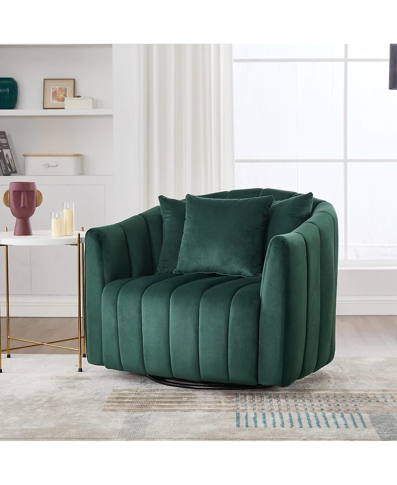 Streamdale Furniture Upholstered Oversized 360° Swivel Accent Barrel Chair & Half Sofa
