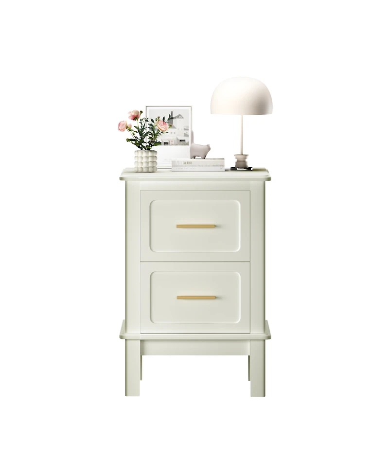 Streamdale Furniture Modern 2-Drawer Nightstand with Gold Handles