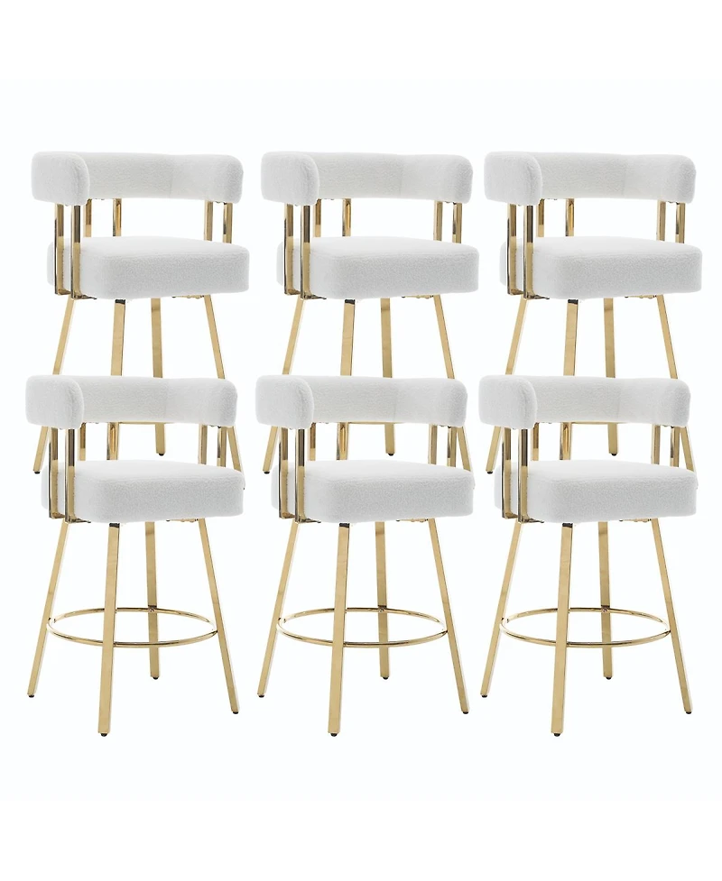 Streamdale Furniture Modern decorative chair with gold metal legs, Teddy fleece upholstered sofa 2PC White