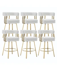 Streamdale Furniture Modern decorative chair with gold metal legs, Teddy fleece upholstered sofa 2PC White