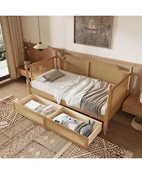 Streamdale Furniture Antique Walnut Twin Daybed with Drawers for Space-Saving