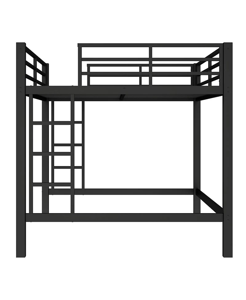 Streamdale Furniture Queen Size Metal Loft Bed with Ladder and Guardrails