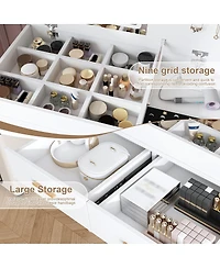 Streamdale Furniture Flip Top Vanity Desk with Led Mirror & Outlet