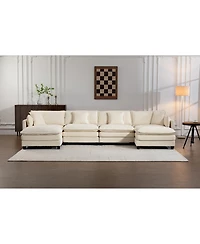 Streamdale Furniture Modern 4-Seat Sectional Sofa with 2 Ottomans & Pillows, 149.61