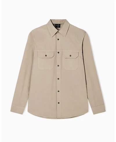 A|X Armani Exchange Men's Long Sleeve Ripstop Pocket Shirt