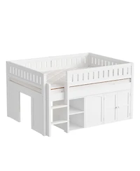 Streamdale Furniture Loft Bed with Storage Cabinet and Chalkboard Panel