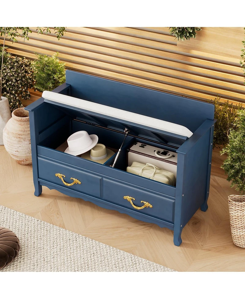 Streamdale Furniture Shoe Bench with Removable Cushion & Hidden Storage