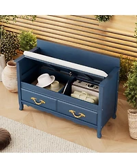 Streamdale Furniture Shoe Bench with Removable Cushion & Hidden Storage