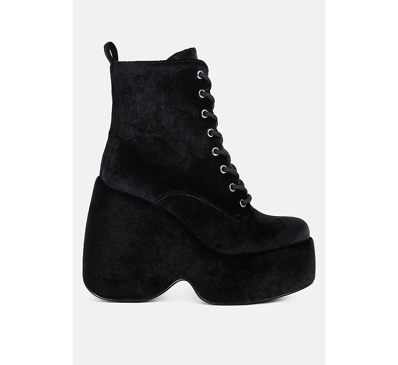 Ashcan Womens High Platform Velvet Ankle Boots