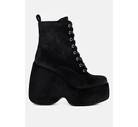 Ashcan Womens High Platform Velvet Ankle Boots