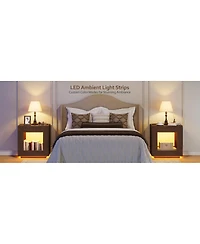 Streamdale Furniture Rustic Wood End Table, 2 Tiered Square Side Table with Storage Shelf