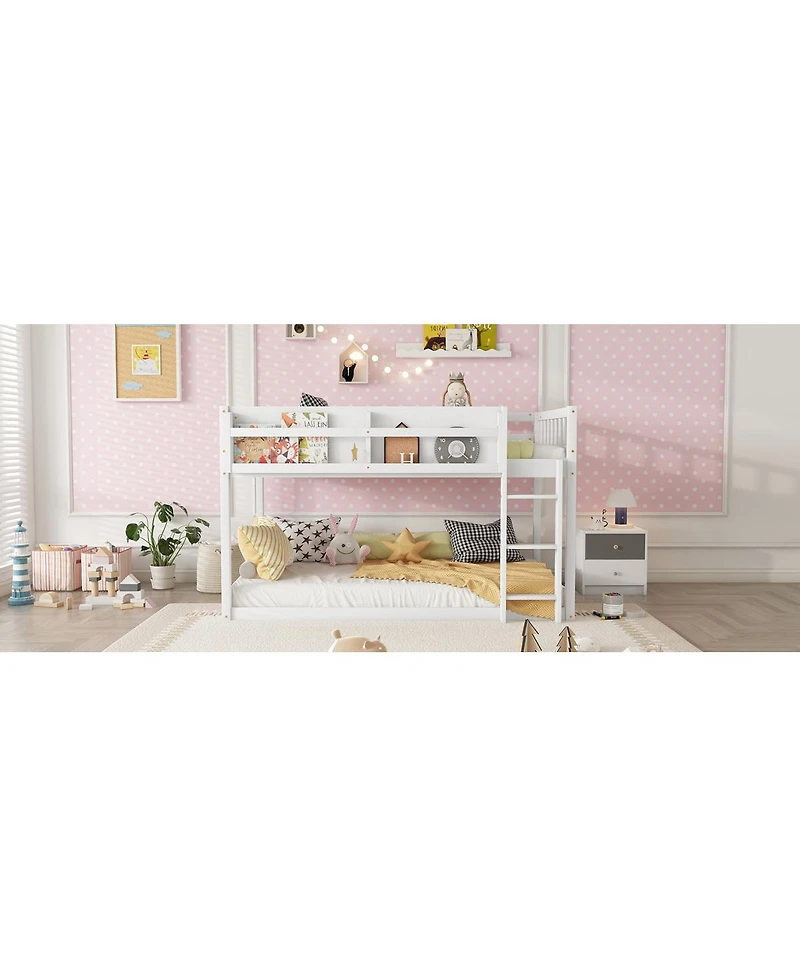 Streamdale Furniture Low Twin Over Twin Bunk Bed with Ladder