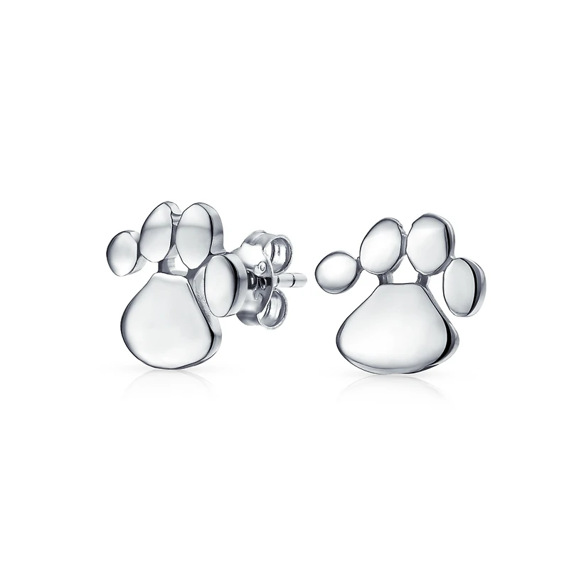 Bling Jewelry Bff Animal Lover Pet Dog Cat Paw Print Stud Earrings Pendant Set Sterling Silver