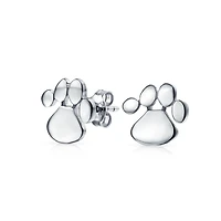 Bling Jewelry Bff Animal Lover Pet Dog Cat Paw Print Stud Earrings Pendant Set Sterling Silver