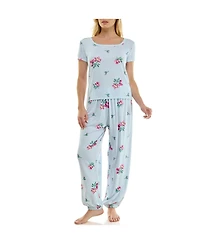 Roudelain Women's Short-Sleeve T-Shirt & Balloon Pants, 2-Piece Pajama Set