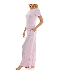 Sincerely Jules Women's Short-Sleeve T-Shirt and Wide Leg Pants, 2-Piece Pajama Set