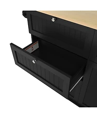 Streamdale Furniture Farmhouse Kitchen Island with Drop Leaf, Storage