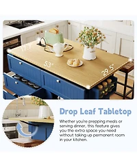 Streamdale Furniture Farmhouse Kitchen Island with Drop Leaf, Storage
