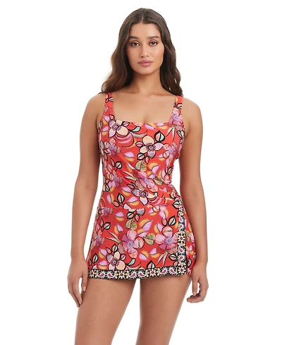Beyond Control Women's Over-The-Shoulder Square Neck Swim Dress