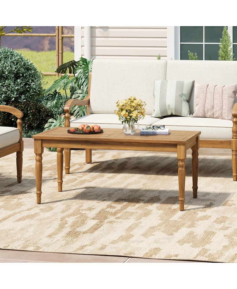 Mondawe Acacia Classic Outdoor Coffee Table for Conversation Set, Natural Finish