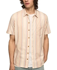 Lucky Brand Men's Short-Sleeve Striped Linen Knit Shirt
