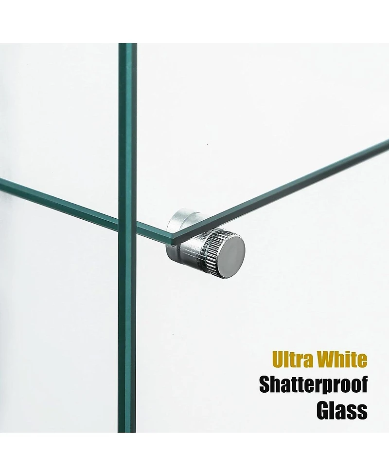 Streamdale Furniture Glass Display Cabinet 4-Shelf 2 Doors with Led Light Lockable White