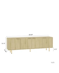Streamdale Furniture Streamdale Wood Modern Tv Stand Fluted 68", Entertainment Center with Storage Doors, Media Cabinet
