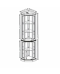 Streamdale Corner Glass Cabinet Lighted Curio Display Case for Living Room, Antique White.
