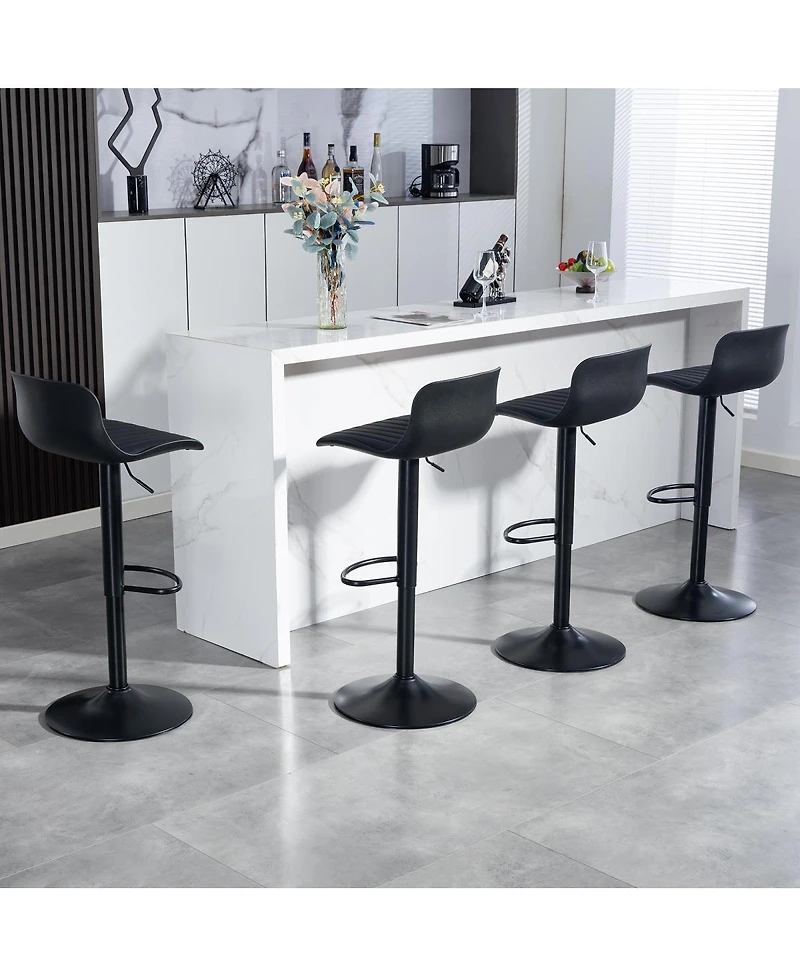 Streamdale Bar Stools Set of 2 - Modern Pu Leather Counter Height Swivel Chairs - Black