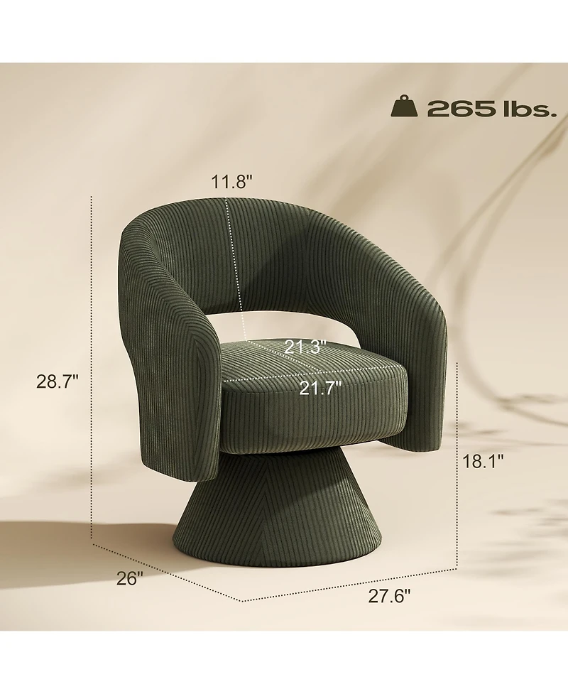 Homcom Swivel Accent Chair, Modern Barrel Chair with Thick Padding,