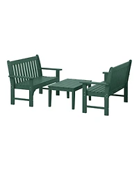 WestinTrends 3-Piece Hdpe Outdoor Patio Furniture Couch and Coffee Table Set