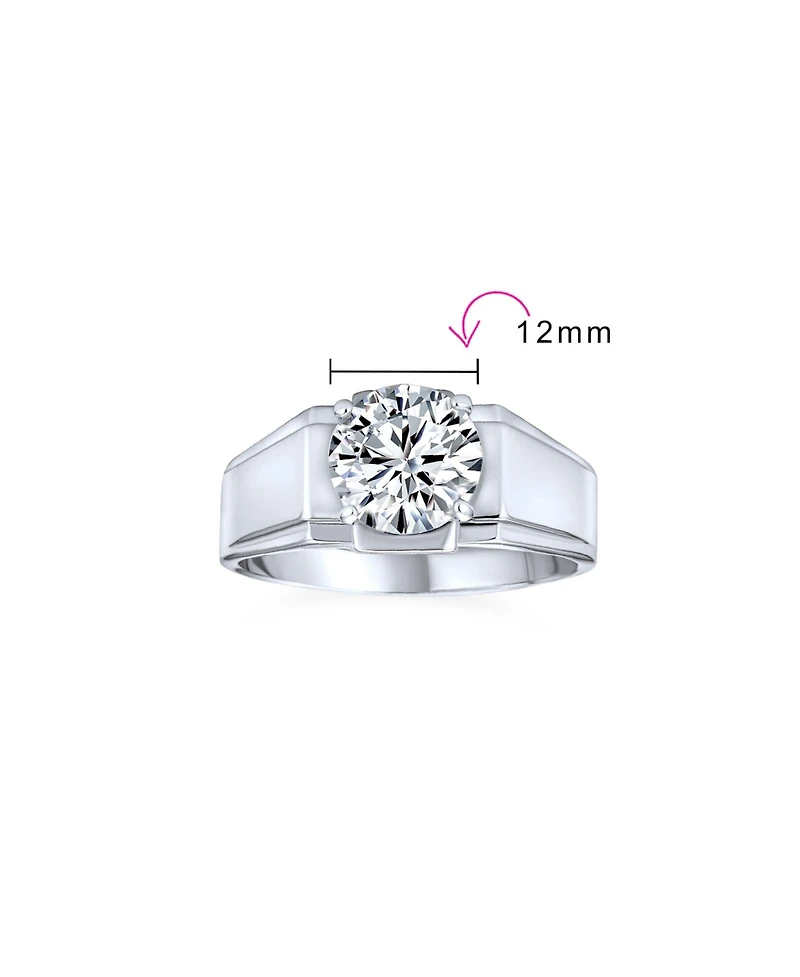 Bling Jewelry Large 6CTW Solitaire Cubic Zirconia Mens Ring Wide Band Cz Silver Plated