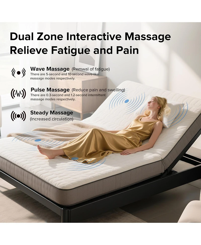 Streamdale Furniture Adjustable Bed Frame Queen w/ Massage, Usb, Led, Remote