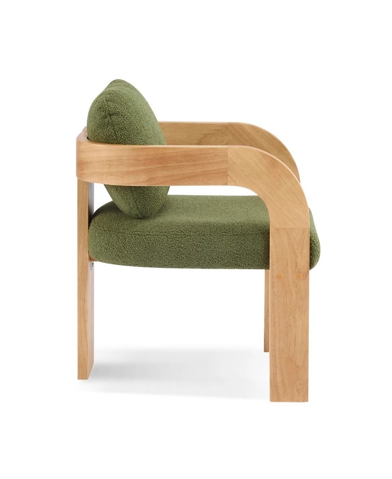 Streamdale Furniture Green Boucle Dining Chairs - Natural Wood Frame (2-Pack)