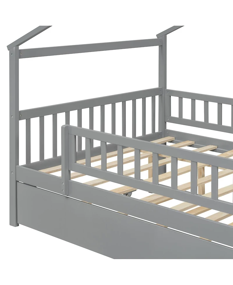 Streamdale Furniture Full Wooden House Bed with Twin Trundle