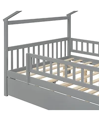 Streamdale Furniture Full Wooden House Bed with Twin Trundle