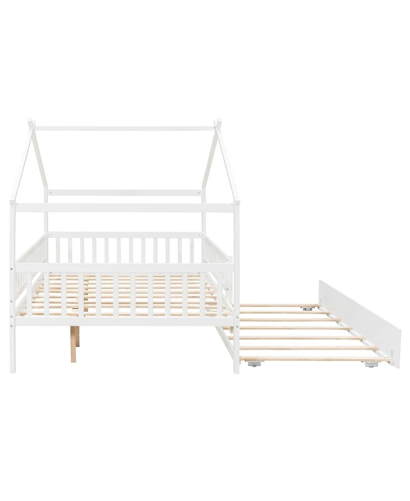 Streamdale Furniture Full Wooden House Bed with Twin Trundle