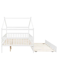 Streamdale Furniture Full Wooden House Bed with Twin Trundle
