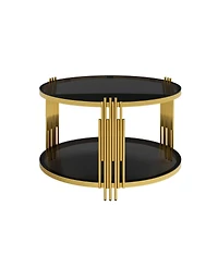 Streamdale Furniture Living Room Table Set: 3-Piece Round Glass & Gold Metal Tables