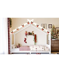 Streamdale Furniture Twin House Floor Bed with Slats, Solid Wood House Bed Frame for Kids, White