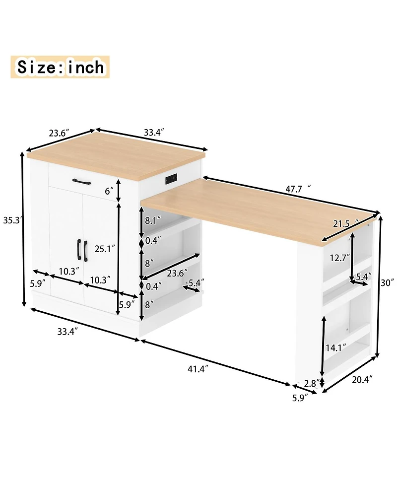 Streamdale Furniture Extendable Island console with drawers, cabinet, and shelving
