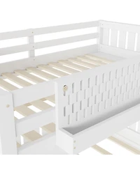 Streamdale Furniture Full Xl over Queen Bunk Bed with Ladder, Guardrails, Pegboard & Bookshelf