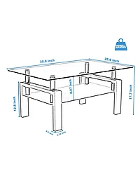 Streamdale Furniture Glass Coffee Table for Living Room