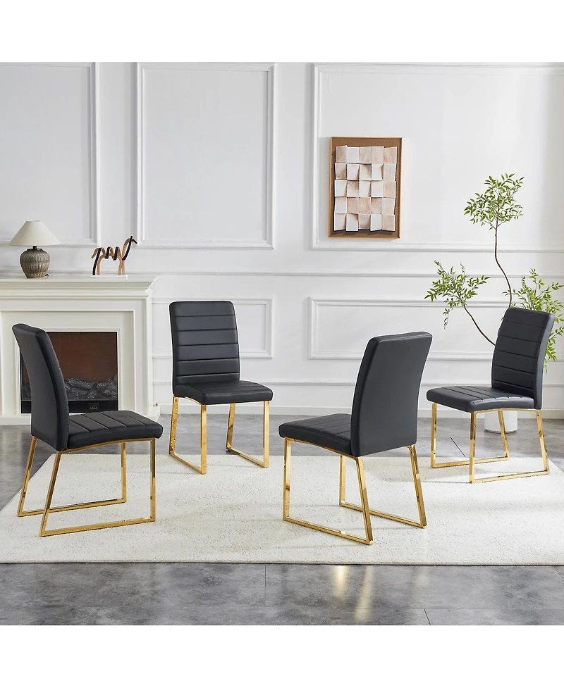 Streamdale Furniture 4-Pack Heavy-duty Chairs: 2.1" Cushion, Iron Frame, Home/Office Value