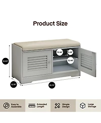 Streamdale Furniture Streamdale Shoe Storage Bench with 2 Door Cabinet & Cushion - Entryway Hallway Solution