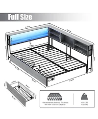 Streamdale Furniture Space-Saving Corner Bed with Storage, Charging, and Led Lights